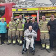 Francis Lomas, known as Tony, with the Banbury Fire Station crew
