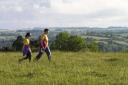 Walkers in the Cotswold hills