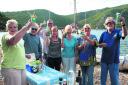 Chipping Norton Yacht Club members enjoy a barbecue at Port Leone, in Greece