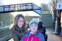 Angela Dickson and son John at Kingham Station, where plans for disabled access are under way