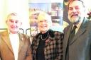 Liz Eyre, centre, with her predecessors as chairman of the Cotswolds Conservation Board, Niel Curwen, left, and the Rev Jeff West