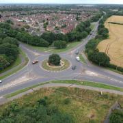 Aerial view of Banbury Road junction in Bicester