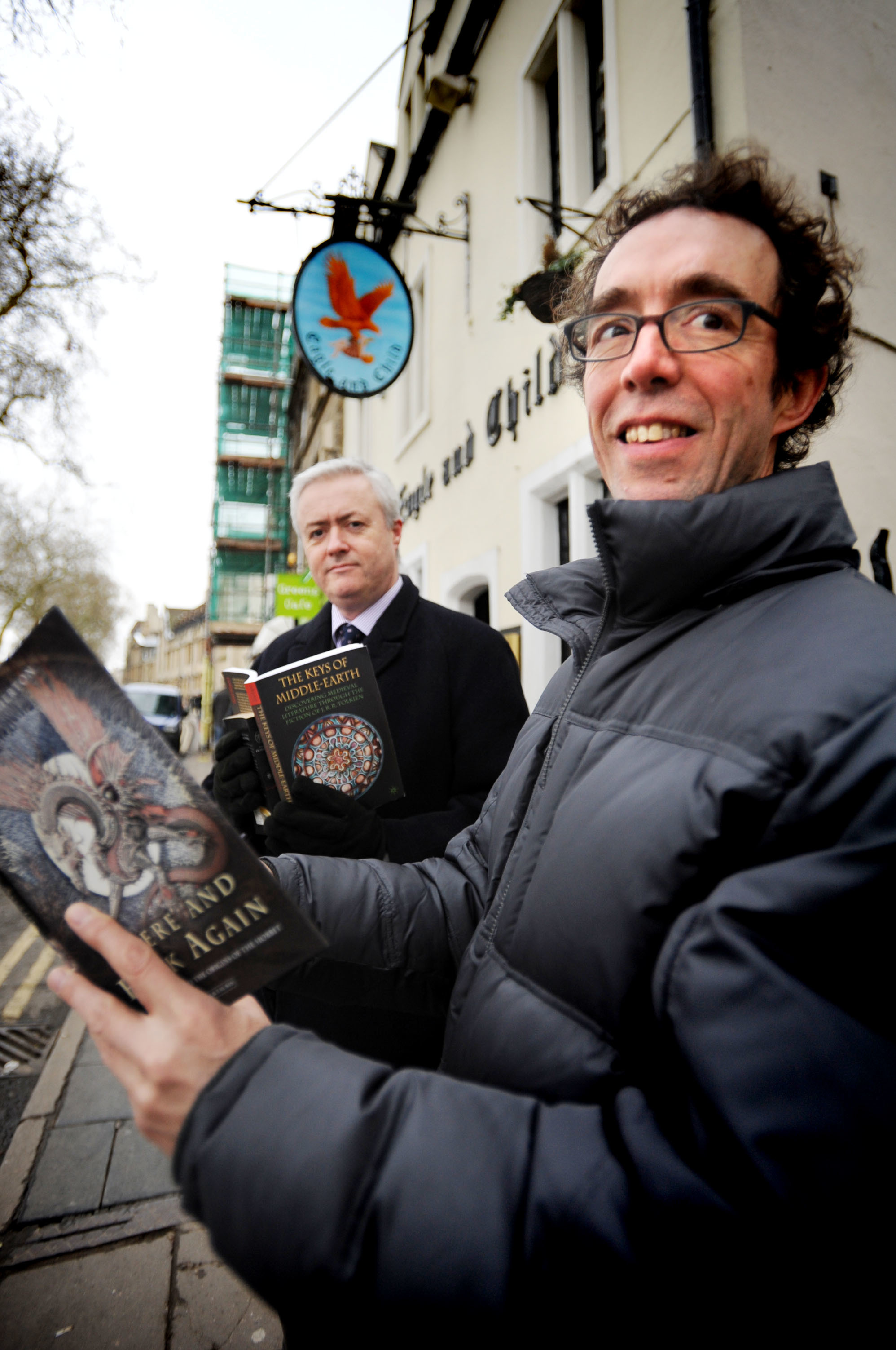Job name: Tolkien teaching PictureSales Ref: OX56981 Notes: Tolkien lectures are launching a Tolkien Spring School for the public to learn more about him and his books and Oxford. L-R stuart Lee (English Faculty) and Mark Atherton (Lecturer in English) ou