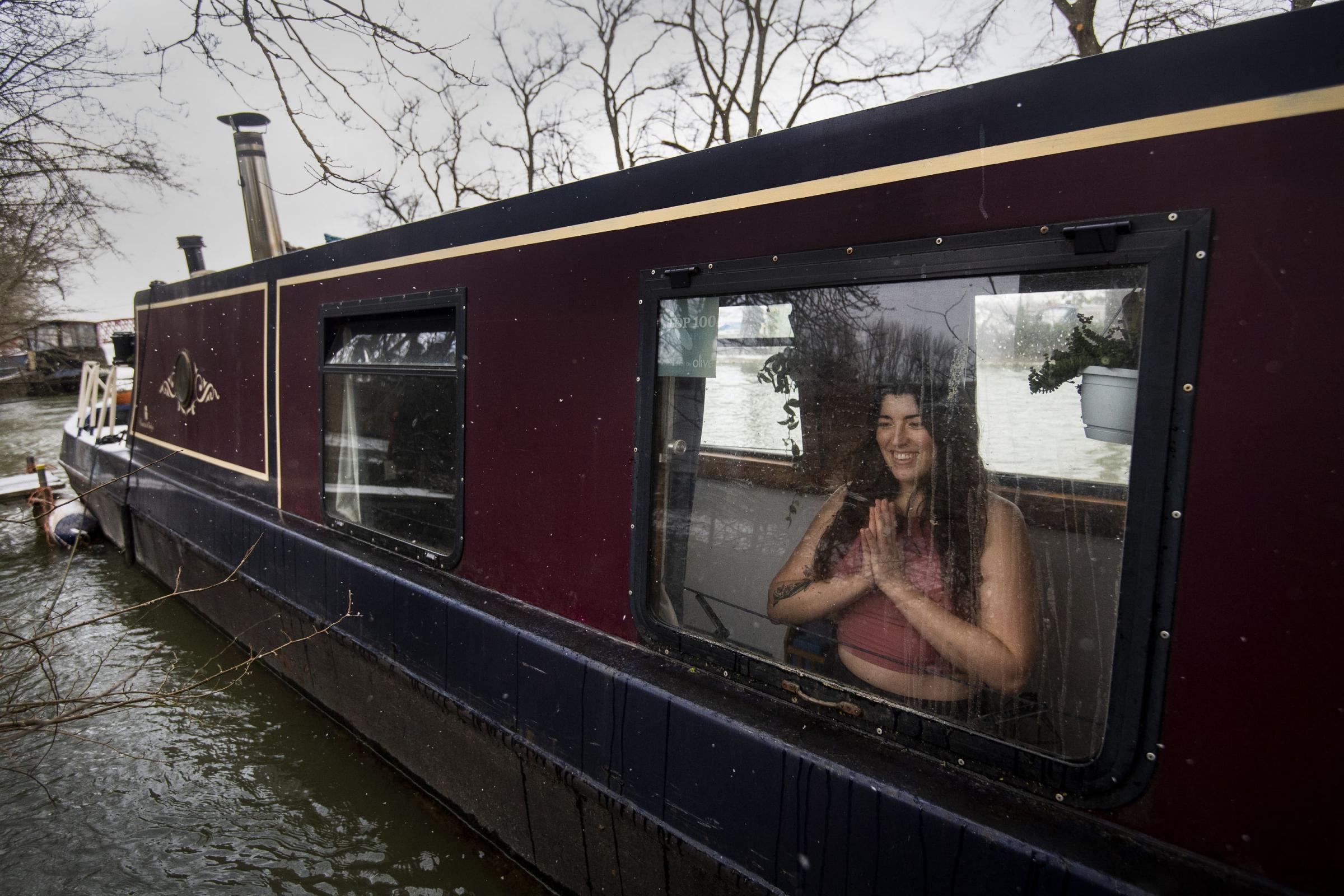 Harriet McAtee has been teaching yoga from her narrowboat. Picture: Victoria Jones/ PA