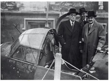 The Mayor of Oxford, Alderman C.J.V.Bellamy inspects the Junkers 88, which was put on display in St Giles.