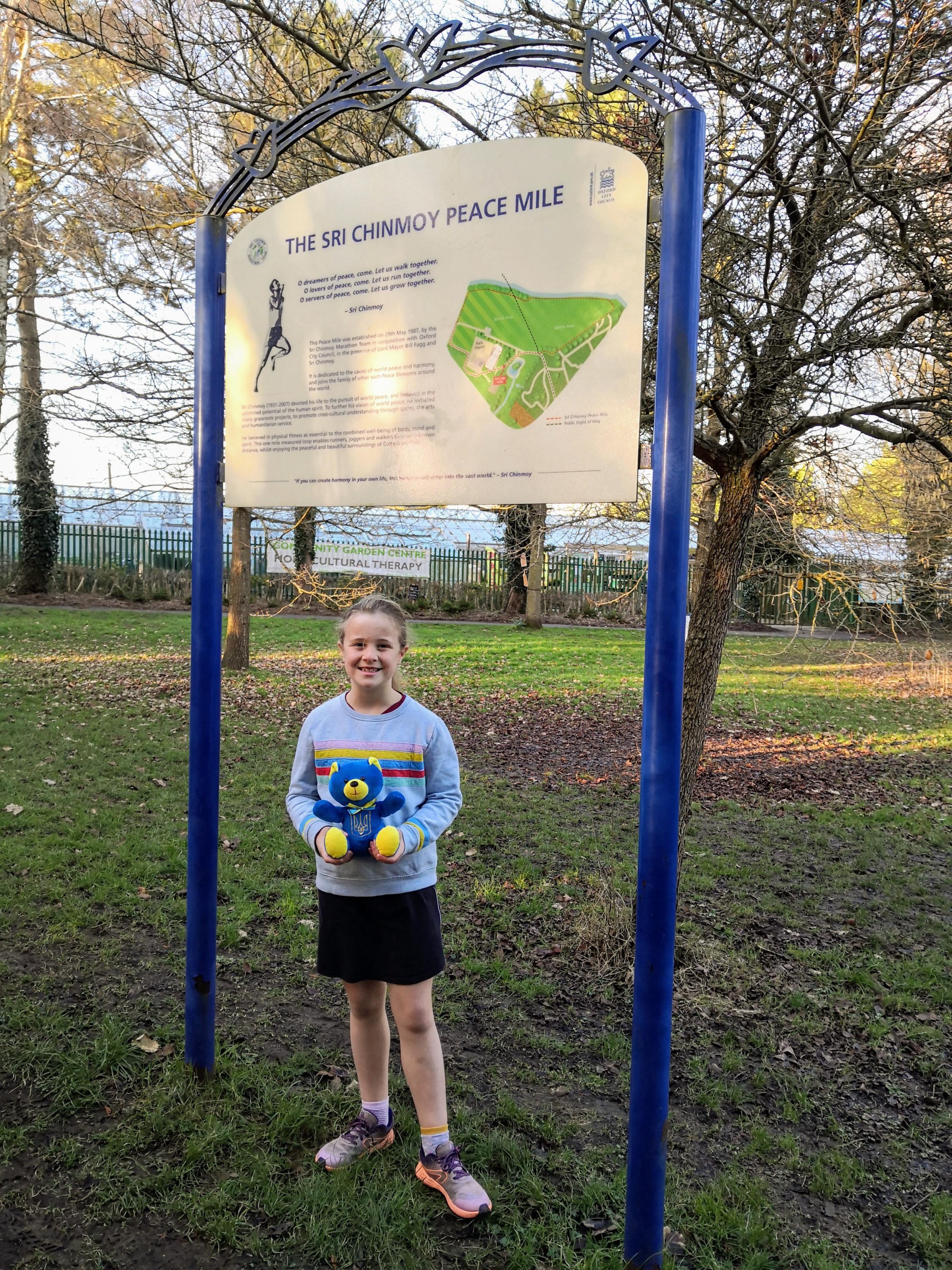 Nine-year-old Alice Richmond, of Oxford, who challenged herself to run a mile at Cutteslowe Park every day of Lent 2021 to raise money for a Ukrainian mission. Picture submitted by family