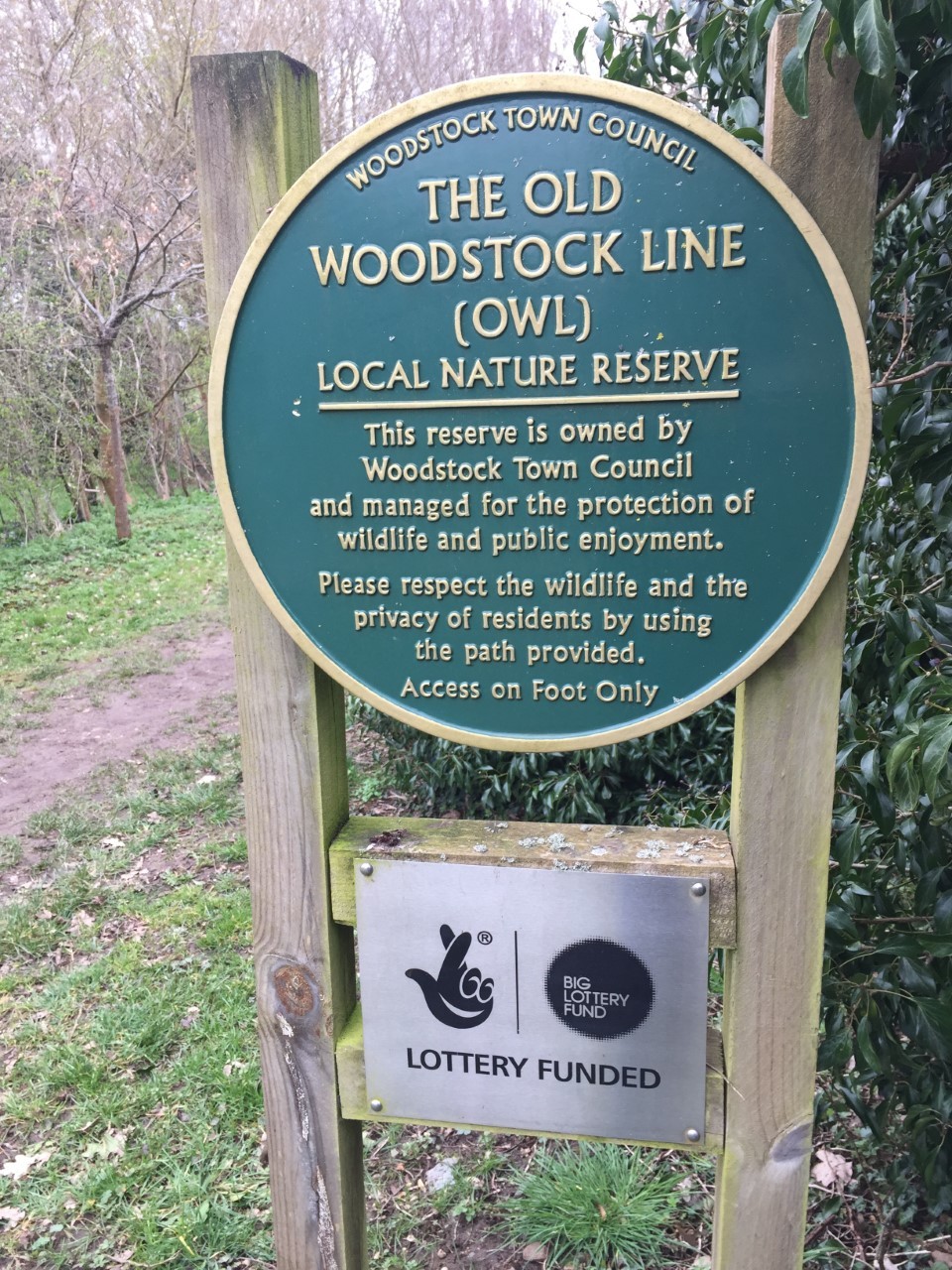 Sign at the Old Woodstock Line