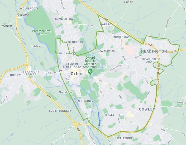 In green: the area where the Voi e-scooters could be used in phase 2 of the scheme.