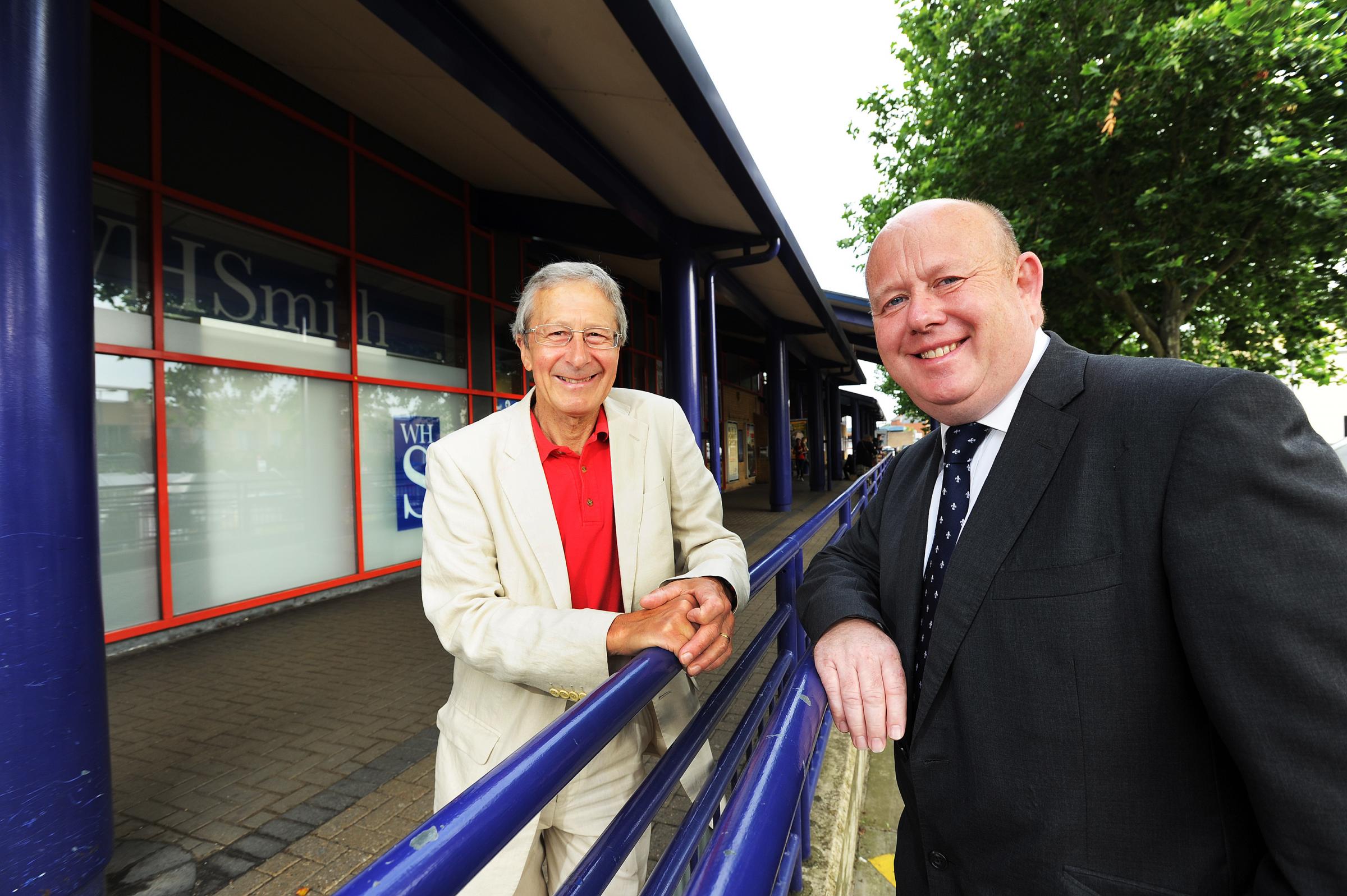 Former city council leader Bob Price and former county council leader Ian Huspeth assess station redevelopment plans in 2014 Picture: Jon Lewis 