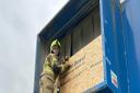 Bicester firefighters tackled an industrial blaze on Saturday afternoon