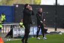 Oxford United head coach Des Buckingham shouts instructions from the touchline