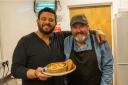 Mike Bryan (right) cooked Adam Richman an authentic Lancashire hotpot
