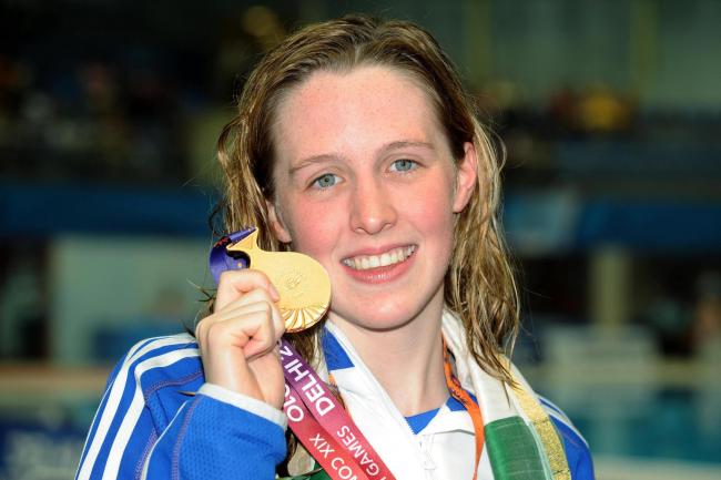 Hannah Miley with her gold medal from the 2010 Commonwealth Games
