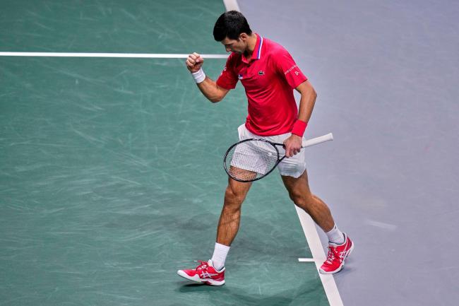 Novak Djokovic celebrates victory over Kazakhstan's Alexander Bublik
