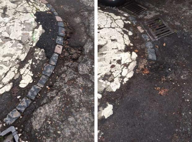 thisisoxfordshire: Pothole at mini roundabout