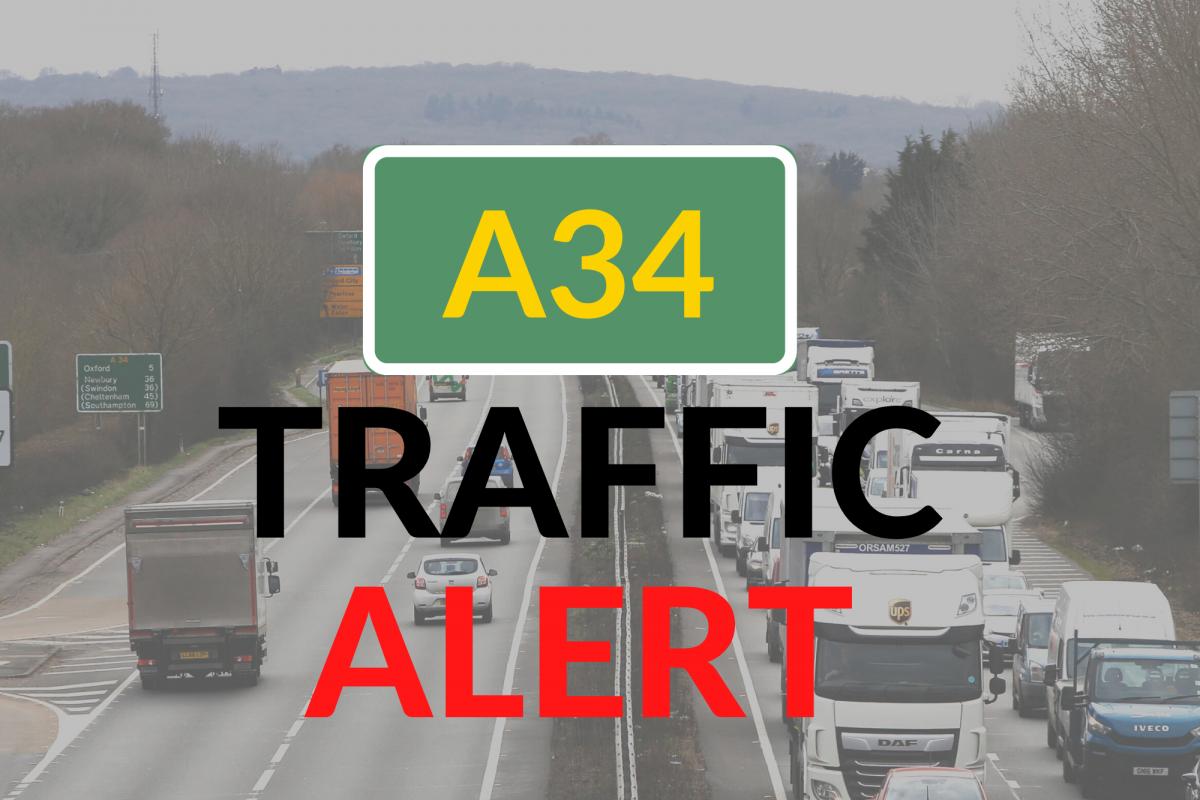 Slow moving traffic on A34 this morning