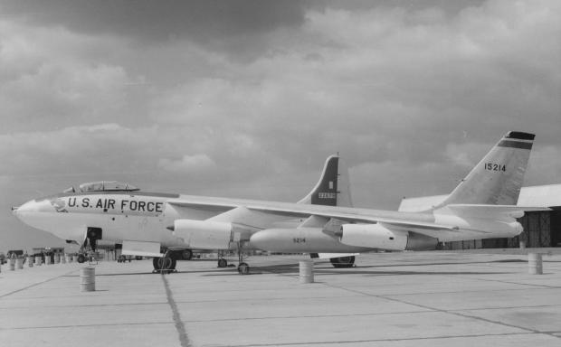 thisisoxfordshire: Boeing B-47E nuclear capable bomber 15214, 97th Bombardment Wing, SAC, at RAF Upper Heyford Armed Forces Day, 19 May 1956