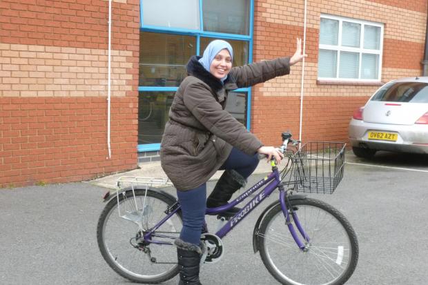 Noura with her bike
