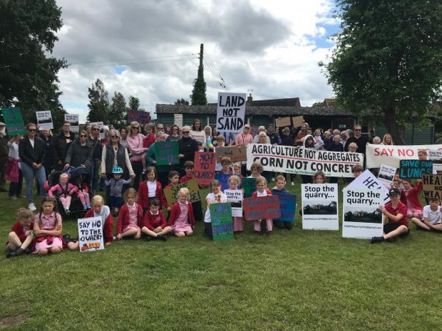 thisisoxfordshire: Villagers protest against the quarry plans last month