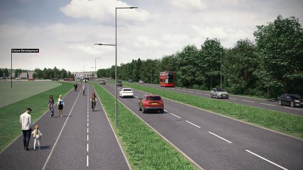 thisisoxfordshire: Artist's impression of A4130 with improved footways and cycleways
