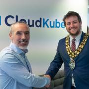 Martin Sharkey, CloudKubed founder and CEO, and Mayor of Witney, Owen Collins