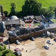 Drone footage of the aftermath of fire at Hook Norton Brewery
